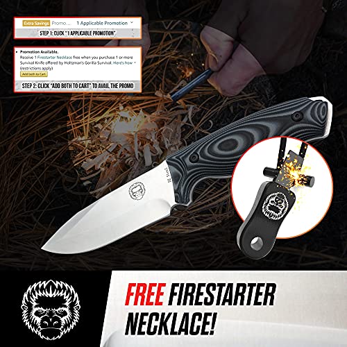 Survival Camping Knife | Fixed Blade Hunting Knife W Sheath | Gift Set For Him Knife With Fire Starter, G10 Scraper & Paracord | Bushcraft Outdoor Knife |Full Tang Tactical Survival Knife Kit #TOP1