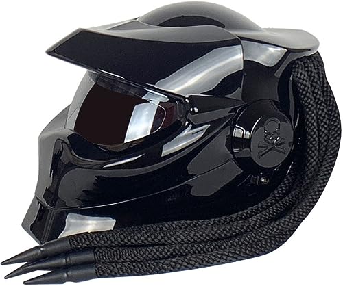 Casque Moto Modulaire Casque Moto À Visière Rabattable vers l'avant Casque Tressé Voyant D'avertissement pour Adulte Homme Femme Motocross Cruiser Chopper Approuvé...