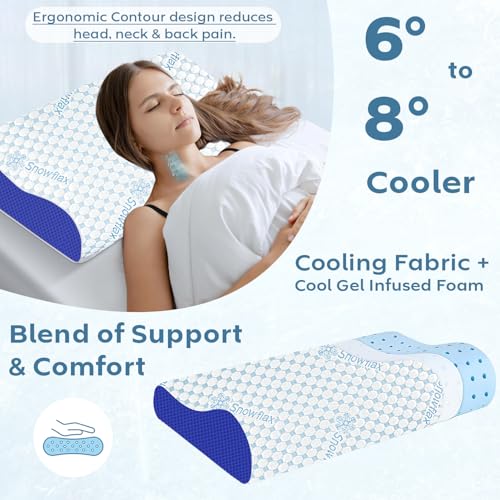 Image of AYKA Cooling Cervical Memory Foam Pillow for Neck & Shoulder Pain Relief | Orthopedic Contour Pillow for Sleeping & Spinal Alignment | Ergonomic Support | 2-Year Warranty (Set of 1)
