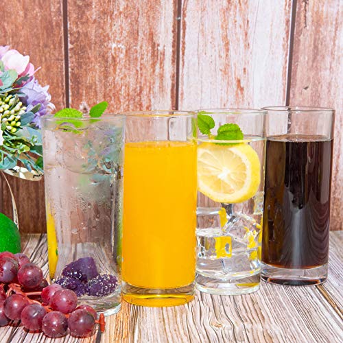 COYMOS Highball Glasses Drinking Heavy Base Tall Glass Tumbler Drinking Glasses Set of 4 for Water, Wine, Beer, Cocktails, Whiskey, Juice, Bars, Mixed Drinks - 11 Ounces