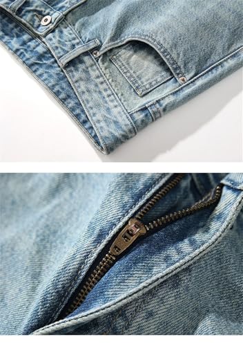 Men Flared Pants Boot Cut Loose Men's Trousers Streetwear Denim Light Blue Jeans2