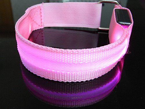 ShineVGift LED Sports Armband Flashing Safety Light for Running, Cycling or Walking At Night Set of 2 (Pink)