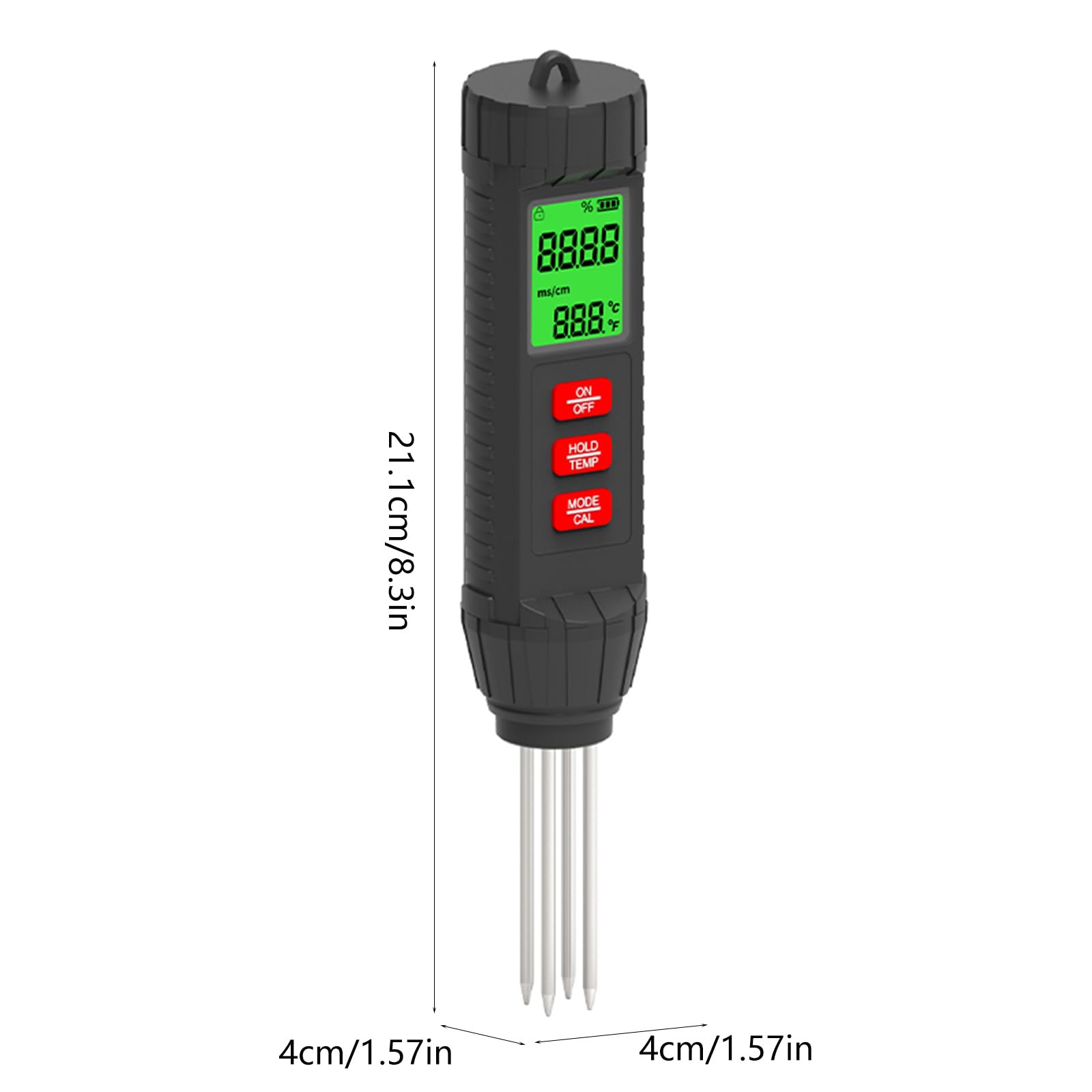 Misuratore di temperatura del suolo portatile per applicazioni in agricoltura e giardino, tester compatto di conducibilità del suolo con rilevamento della temperatura dell'umidità in serre, laboratori
