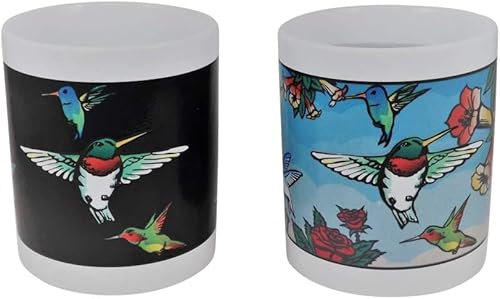 Taza mágica de colibríes, taza que cambia de color, taza de café, regalo de pájaros, trochilidae, tamaño de 11 onzas