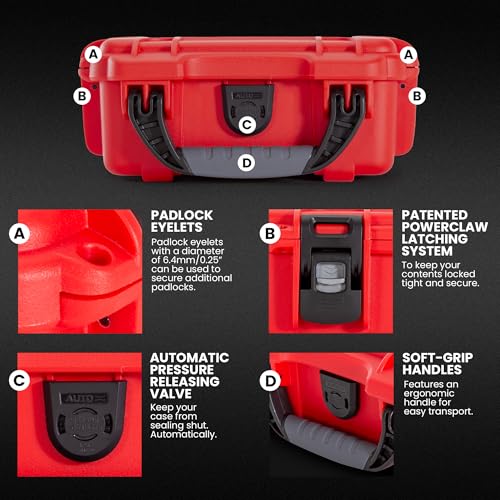 Image of NANUK 903 - Small Waterproof First Aid Kit 78pcs - Pre-Stocked First Aid Emergency Kit with Bandages, Tick Removal Tool, and More - Dustproof, Impact-Resistant, Floats (7.4 inch x 4.9 inch x 3.1 inch) - Red | Dustproof and Crushproof Hard Case, 78-Piece Pre-Stocked Kit, Interior 7.4 X 4.9 X 3.1, Floats