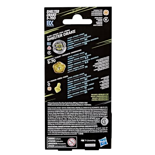Image of Beyblade X Shelter Drake 5-70O Booster Pack Set with Takara Tomy Stamina Type Top, Battling Tops Game Toys, Ages 8+