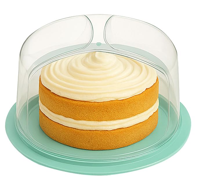BH | Plastic Cake Container with Dome Lids | Portable Round Cake Cover | Green | Storage for Cakes,...