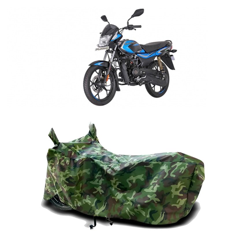 Image of DUFFEL-100% Heat Protection Two Wheeler Bike /Scooty Body Cover for Bajaj Platina 110 H-Gear 2023 Water Resistance /UV-Rays /Birds Dropping /Scratchproof /Dust Proof /Waterproof[Green Jungle Print]