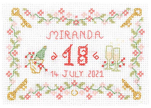 Lifetime Samplers & Decorative Textiles Mini 18th or 21st Birthday Sampler - Complete Cross Stitch kit on 14 aida