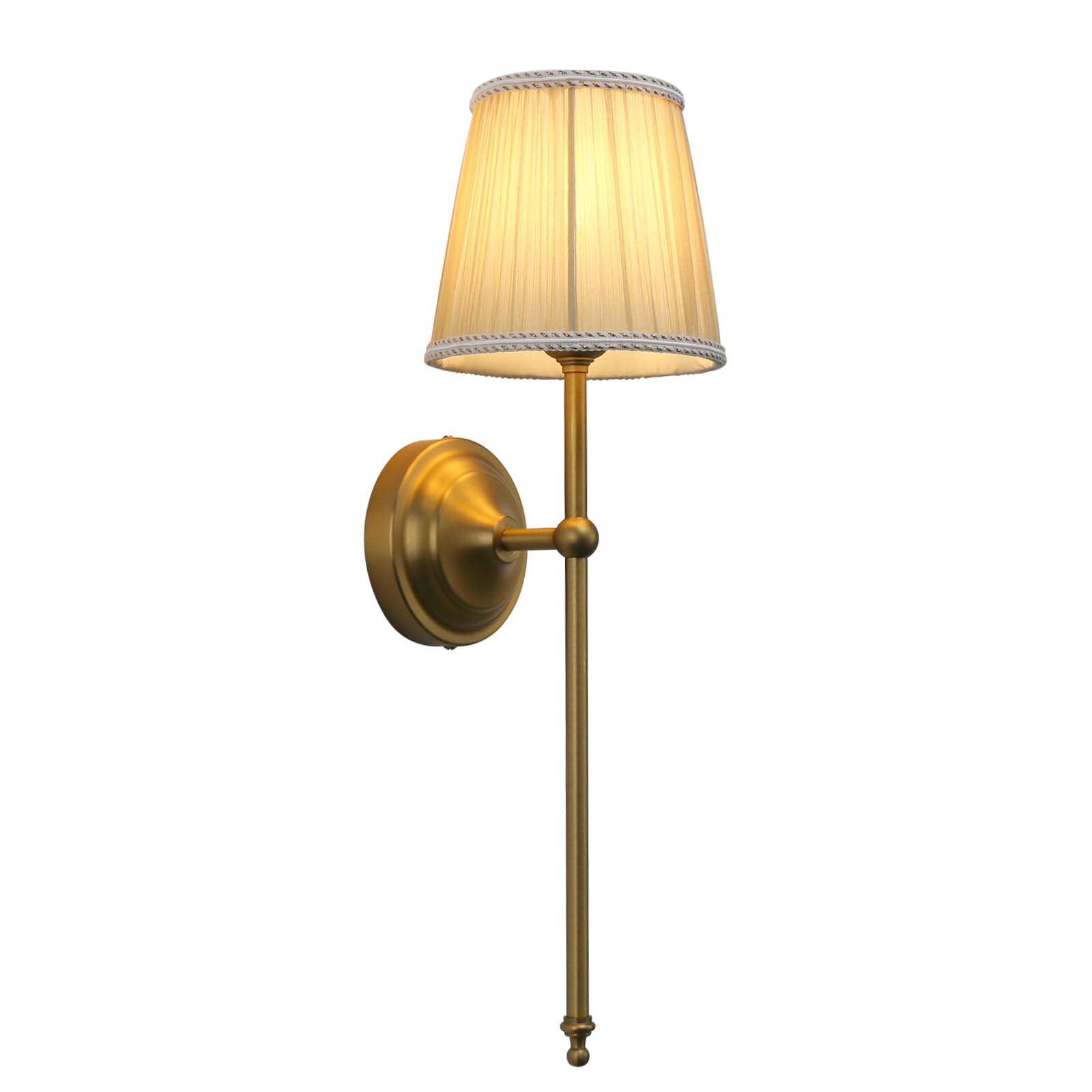 Wall Sconce Lighting Pleated Khaki Gauze Fabric Boho Decor Industrial Vintage Bedside Nightstand Light Wall Mounted Lamp Fixture