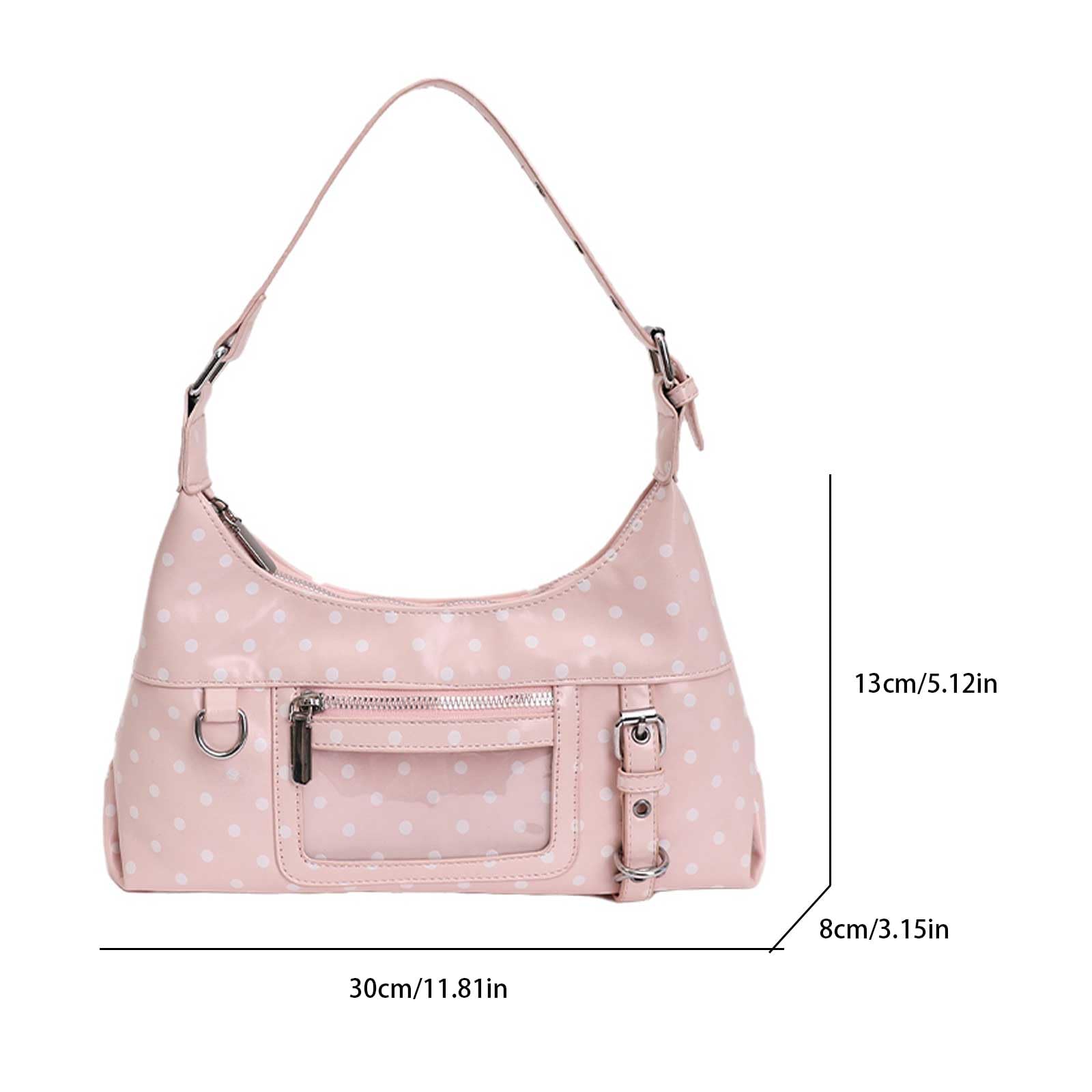Bolso vintage lunares de piel sintética para mujer, bandolera de viaje