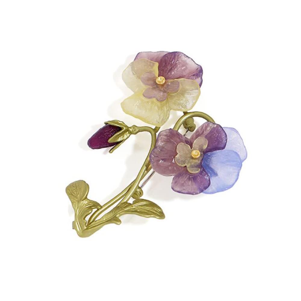 Metall-Bronze-Stiefmütterchen-Brosche, doppelte Blume, Damen-Accessoires