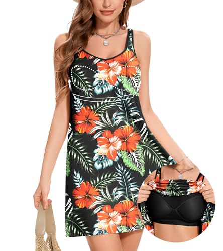 Image of ANYFITTING Built in Bra Summer Dresses for Women 2025 Casual Short Dress with Pockets Mini Floral Sundresses