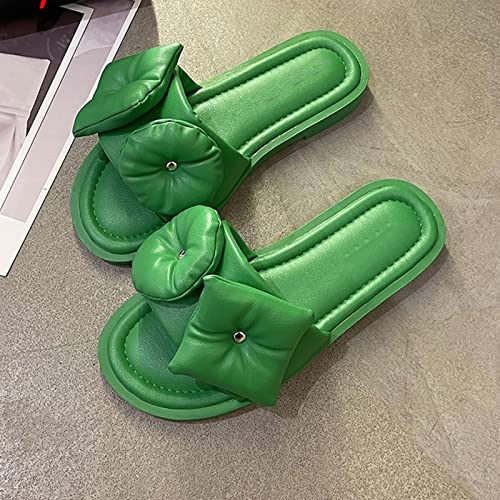 ls for Women Green Summer Shoes Women Comfortable Narrow Appliques Flat Outdoor Open Toe Solid ls6.5 UK3