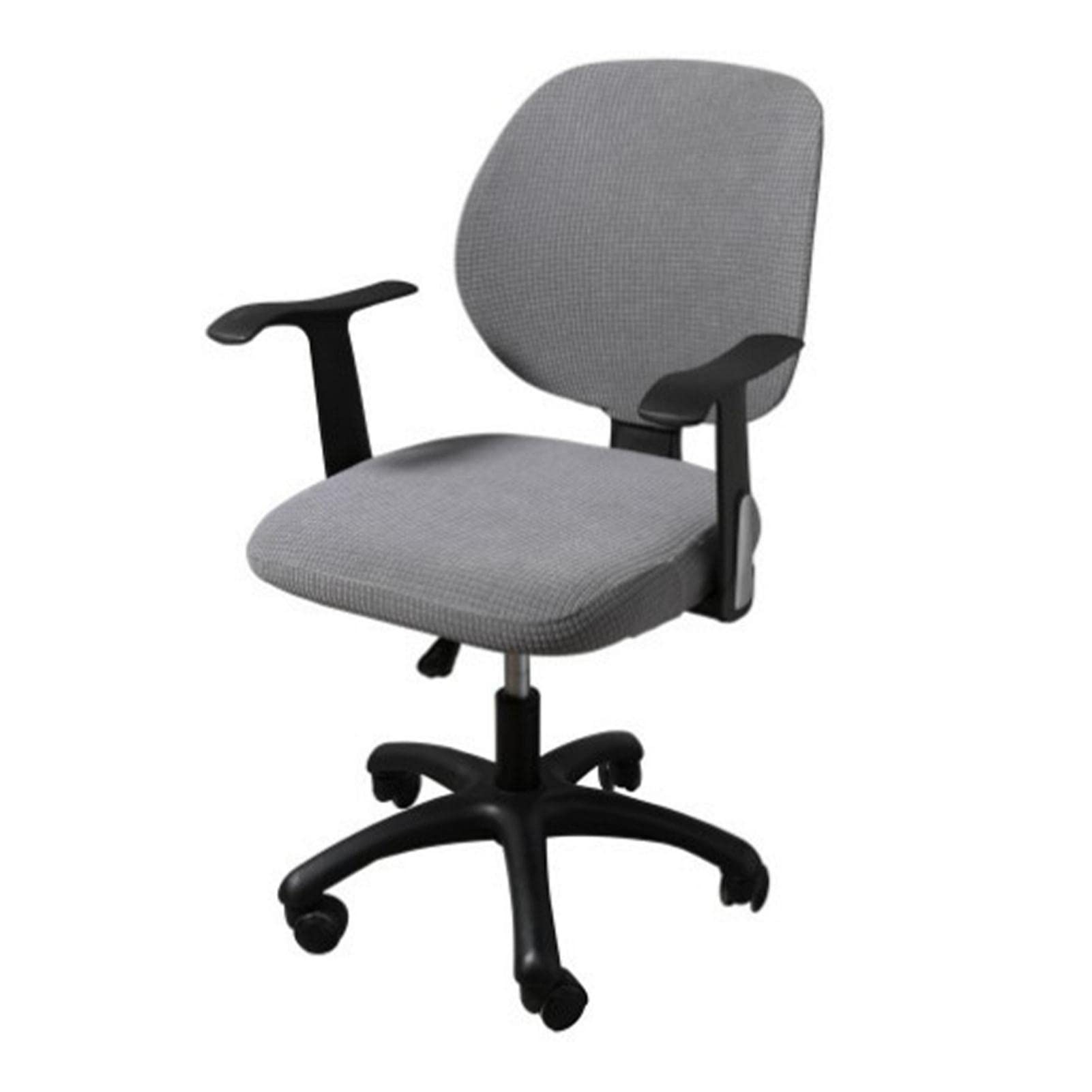 YCSHIPO 1set/2pcs Office Chair Cover Stretchable Computer Cover Washable for Desk Rotating and Backrest, free size（1xBackrest Cover +1xSeat Cushion Cover, grey）