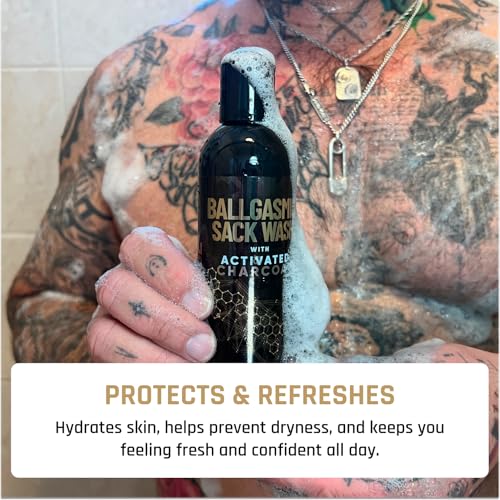 Image of Derm Dude BallGasmic Ball Wash for Men - Anti-Chafing Body Wash with Activated Charcoal for Private Parts | Groin Cleanser & Odor Control Shower Gel - Coconut Rush Scent, 8oz