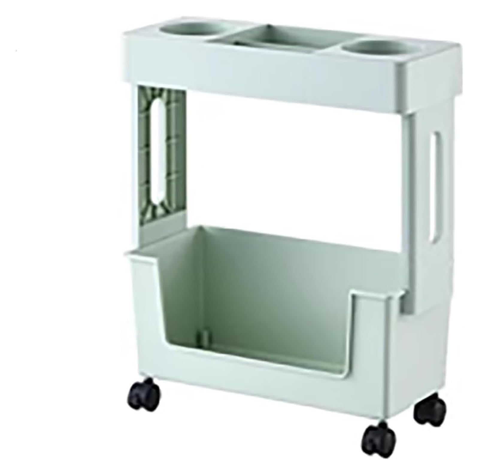 TUOYIBO Mobile Bookcase, Mobile Bookshelf with Wheels, Mobile Book Rack, Magazine Cart, Rolling Book Trolleys for Bedroom, Living Room, Home, School (Color : Green,