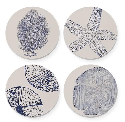 BPVBPV Beachy Coastal Ceramic Drink Coasters for Car Table Set of 4