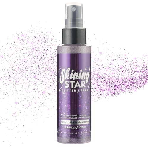 LOPHE Glitter Spray Body Face Hair Glitter for Women Sparkle Shimmer Shiny Powder Holographic Spray Quick Dry Hairspray for Makeup Festival Carnival Purple