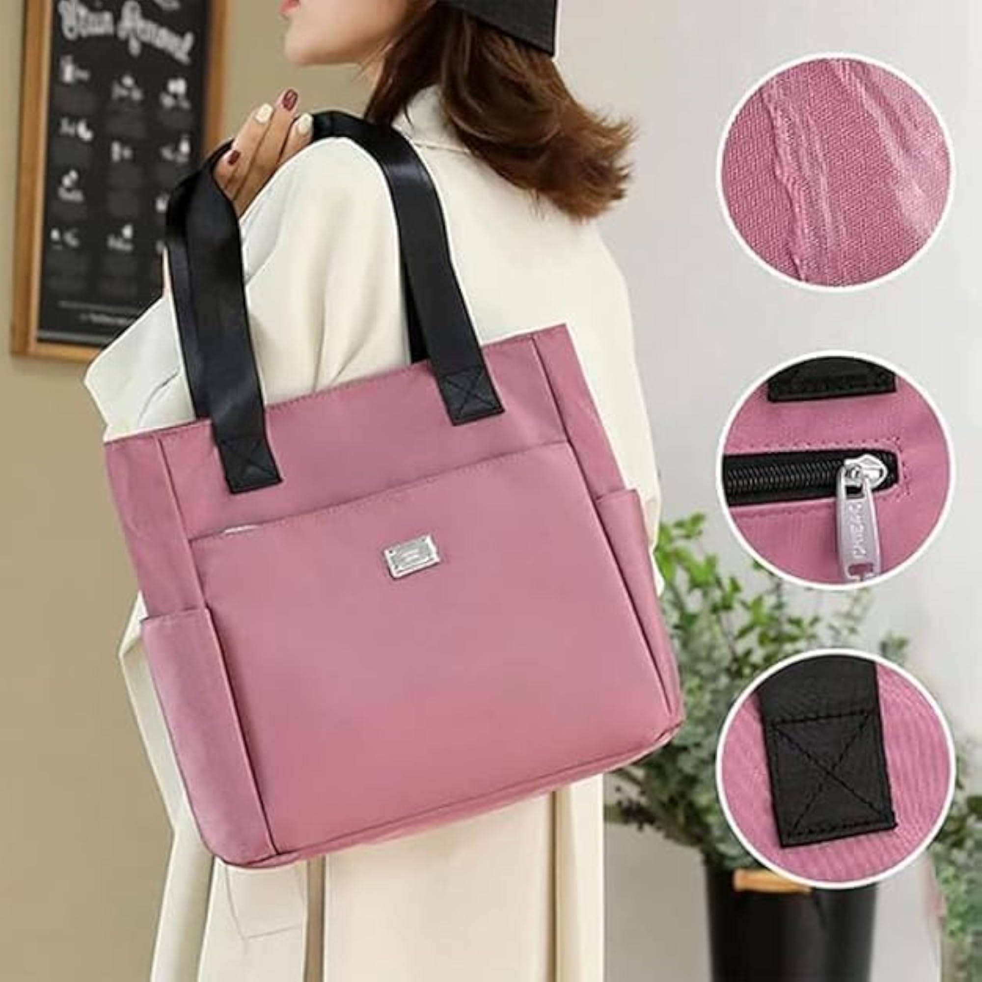 Women's Waterproof Nylon Shoulder Bag, Black