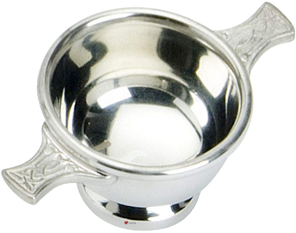 Copa de Amistad Escocesa Quaich Celta Regalo Tradicional en Peltre I LUV LTD 1.5"