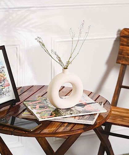 Image of Purezento Nordic Donut Circular Flower Vase 6 Inch - Pack of 1 | DecorativeVase | Vases for Modern Home Decor, Living Room, Office Decor Ideas