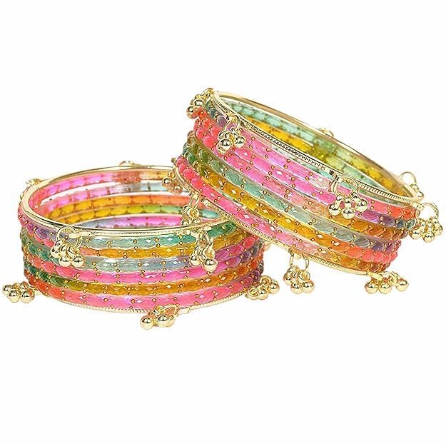 Image of AGPTEK Kashmiri Ghungroo Raindrop Bangles Combo Set | for Women and Girls|Set of 16 Pcs