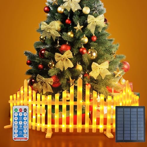 8 Pack Lighted Garden Fence Solar Powered Outdoor Waterproof, Christmas Tree Fence Lights, 110 Inch Wavy Garden Path Fences, 8 Modes & Remote, Decorative Solar Fence Lights for Path Xmas(Warm White) 8 Pack Lighted Garden Fence Solar Powered Outdoor Waterproof, Christmas Tree Fence Lights, 110 Inch Wavy Garden Path Fences, 8 Modes & Remote, Decorative Solar Fence Lights for Path Xmas(Warm White)