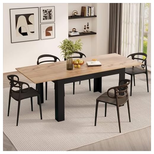 Mobili Fiver, Easy, Extendable dining table, 140(220) x90 cm, Rustic Oak and Black, Made In Italy
