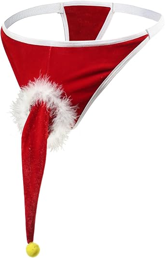 Mens Christmas Gag Gift Santa Hat Design G-String Thongs Reindeer G-String Mankini Underwear Panties Briefs