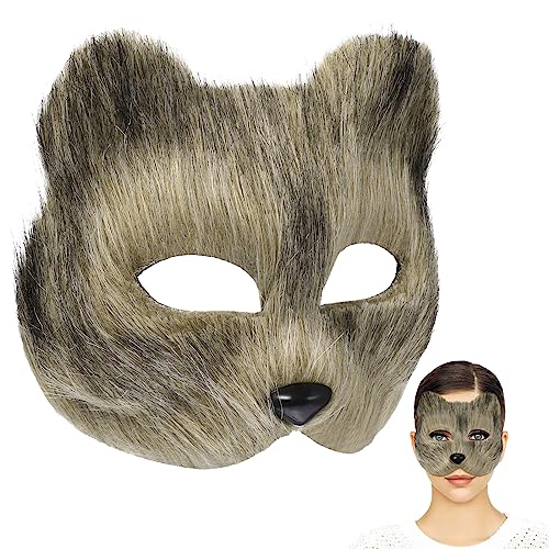 Holibanna Masquerade Fox Masks Japanese Fox Cat Masks Dress Up Party Atificial Cosplay for Halloween Carnival Masquerade Accessory (Grey) - Image 3