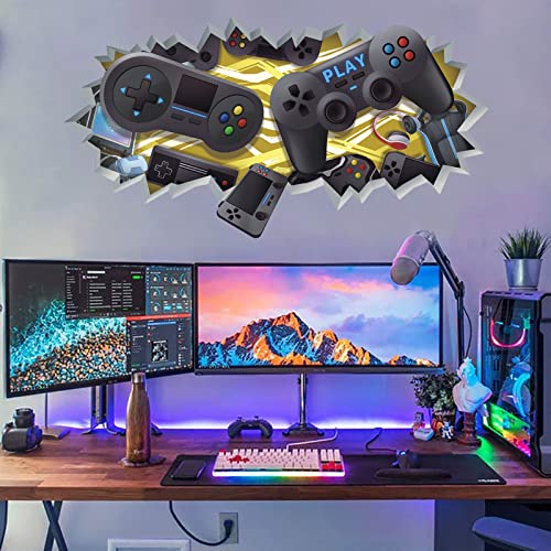 ANHUIB Sticker Muraux Gamer 3D,Autocollant Muraux de Gamer,3D Sticker Mural de Chambre Garçon,Gamer Poster Murale Decoration,Moderne Stickers Muraux de Salon Décor,Autocollant Mural de Garçon Dortoir