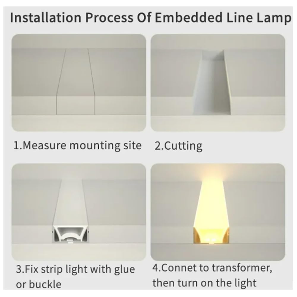 Tubo De Neón, Tubo De Cuerda De Neón LED Empotrado, Tira De LED Flexible De Silicona Impermeable Extraíble, Lámparas De Jardín Cuadradas, Baño Al Aire Libre, Decoración Del Hogar, Blanco(A-12x12mm,4me