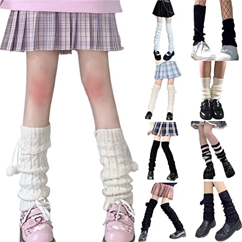 Cute Ankle Leg Warmers for Women Lolita Cable Knit Long Socks Harajuku Kawaii Ankle Boot Socks Winter Ankle Warmers4