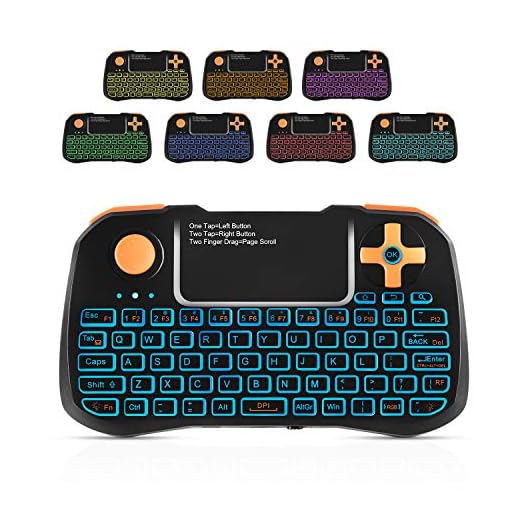 AMBOLOVE Mini Wireless Keyboard,Gaming Keyboard with Rocker Cap Backlit USB Keyboard with Touchpad,Rechargeable Handheld Remote Control for Laptop/PC/Windows/Mac/Smart TV/Xbox/PS3