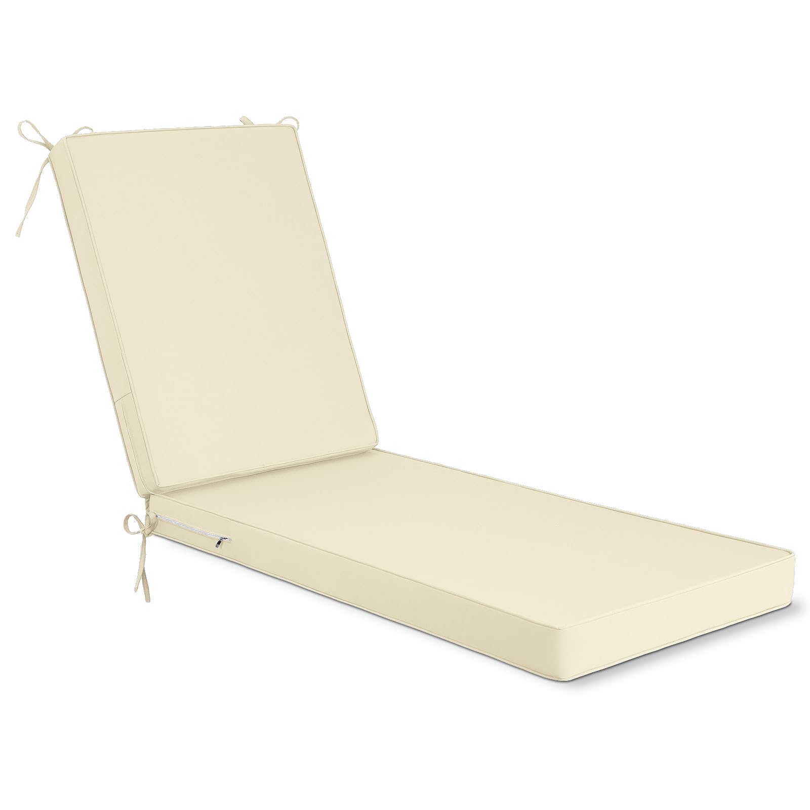 Detiblue Chaise Lounge Cushions Outdoor, 72x21x3 Waterproof and Comfortable Outdoor Chair Cushions with Ties,Patio Furniture Cushions for Lawn/Pool/Beach/Resort Hotel(Beige)