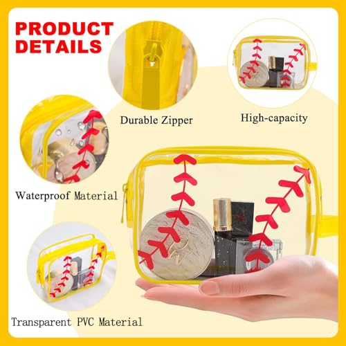16PCS Softball Cosmetic Bag - Softball Gift Accessories Bags Goodie Snack Makeup Bag,Waterproof Softball Clear PVC Travel Bag,Toiletry Zipper Pouch Organizer,Softball Team Gifts for Girls Team Player3