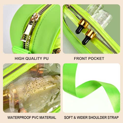 Image of Fibrdoo Clear Bag Stadium Approved, Leather Clear Crossbody Purse Bag for Concerts Sports Events Festivals