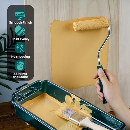 YiBaiBrush Paint Roller Kit, 13 Piece Set, 4 Inch Small Microfiber Roller Covers, Paint Tray with Liners, Paint Brush for Walls, Mini Roller for Painting, Painting Supplies for House Painting - Image 4
