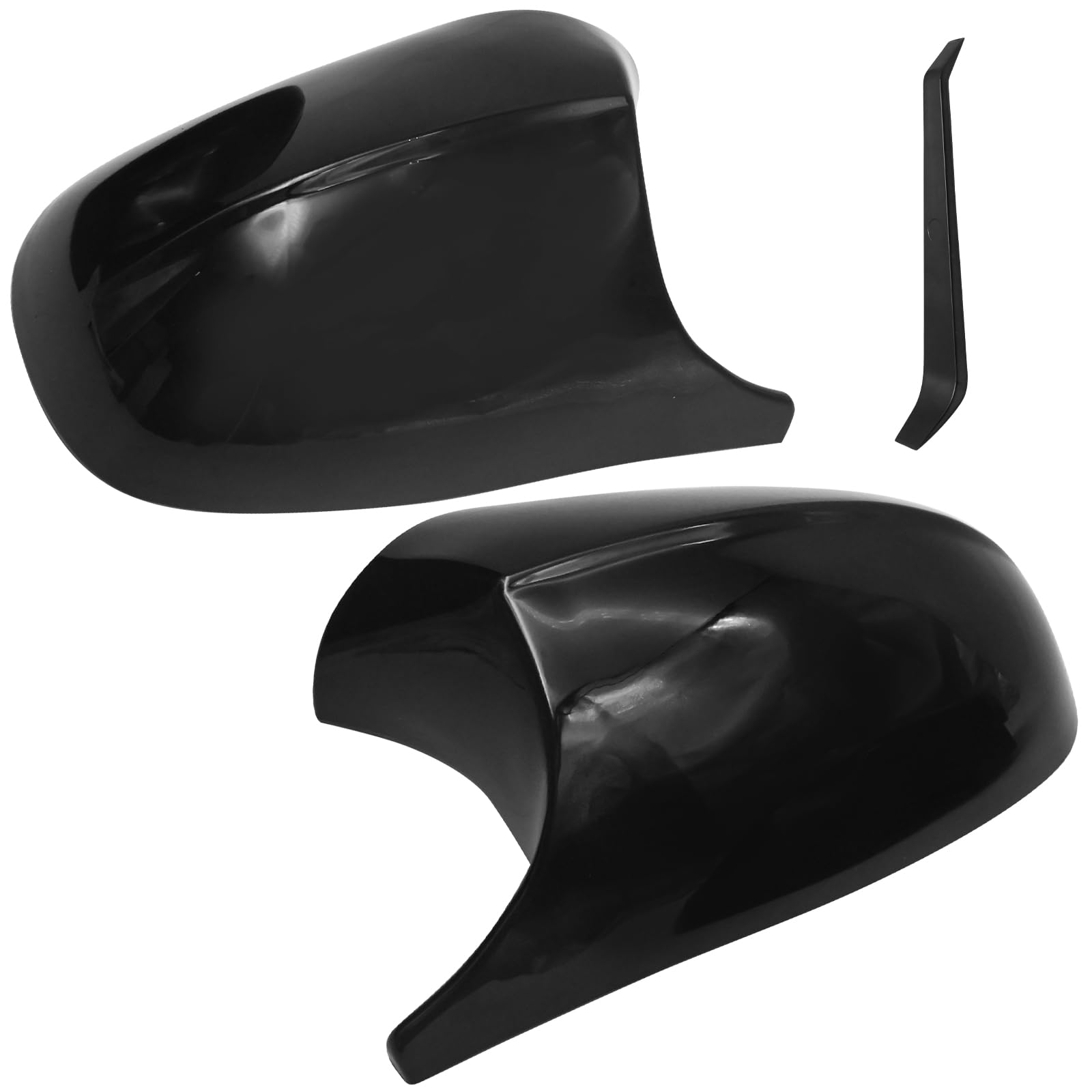 2 Stück Auto Spiegelkappen, Rückspiegelgehäuse für BMW E81 E82 E87 E88 LCI, E90 E91 E92 E93 2009-2013 | Seitenspiegelabdeckungen (Glänzend Schwarz)