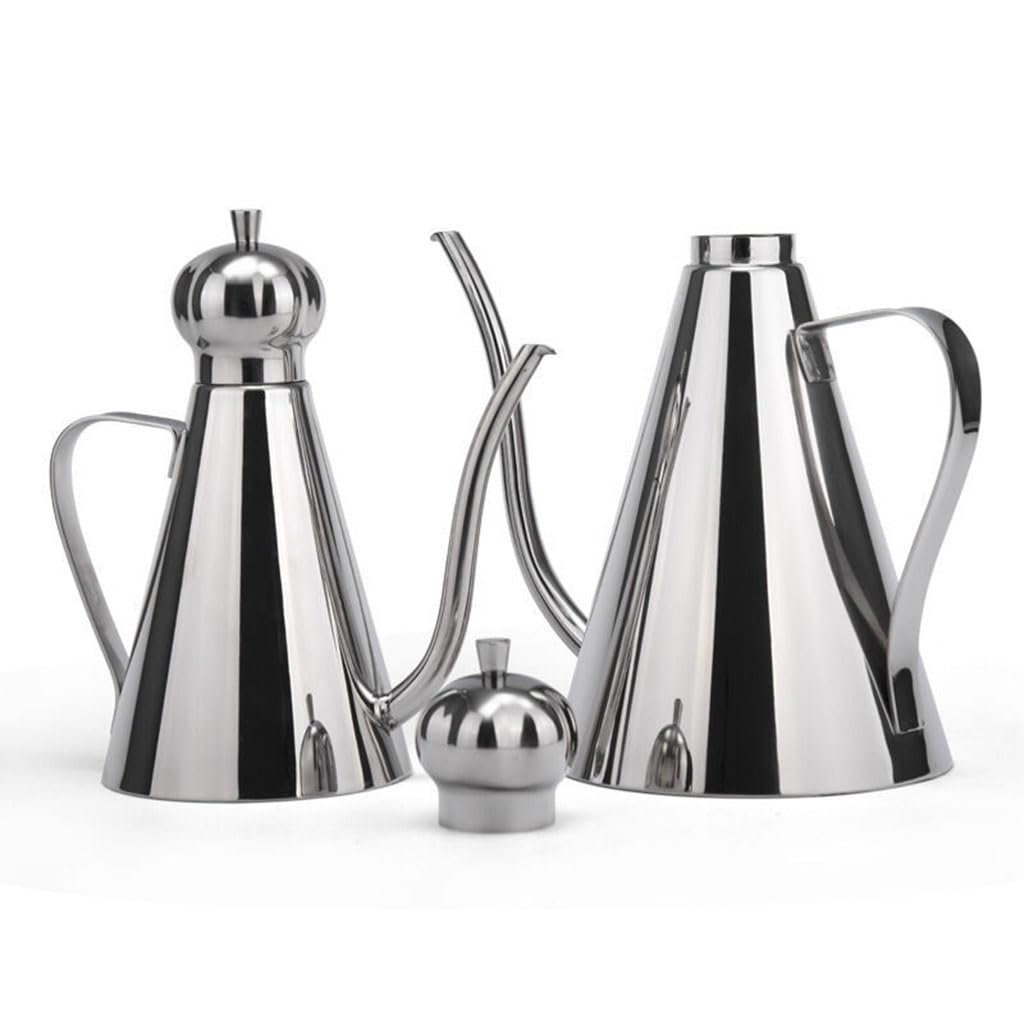 Dozownik oliwy z oliwek SUS304 Kuchnia ze stali nierdzewnej Słoik do przechowywania pojemnika Canister Pourer Odporny na wyciek(Size:1000ML,Color:Silver)