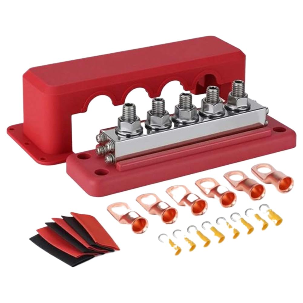 Bloc de distribution d'alimentation 600 A M10 Goujons DC positif négatif compatible avec bateau, voiture, camping-car, bus
