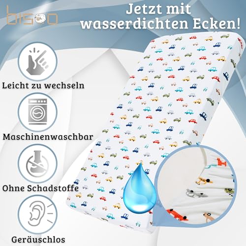 Bisoo Zauberlaken Spannbettlaken Wasserdicht 40x80 Autos für Kinderwagen – Ansicht 2