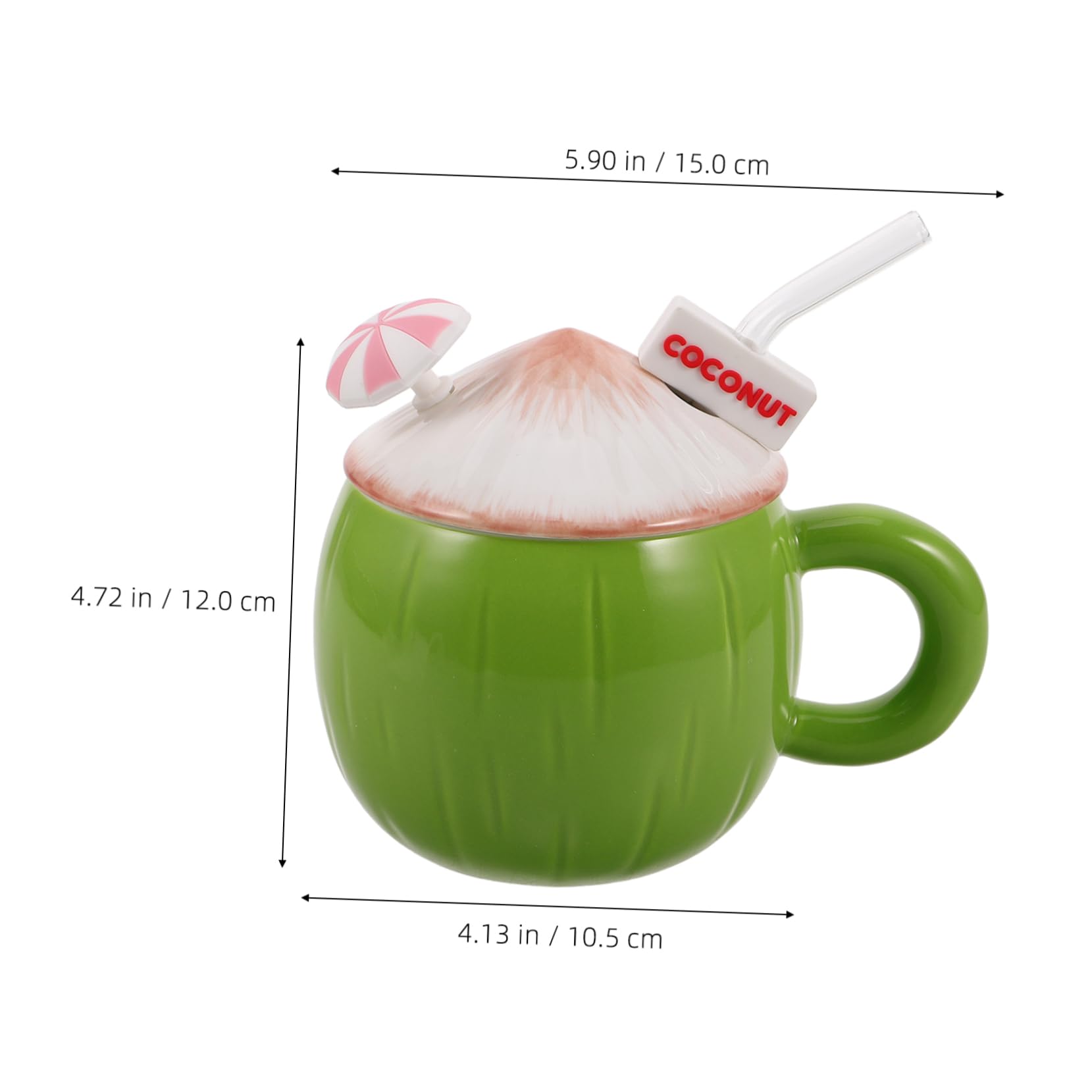 SOLUSTRE Hawaiian Party Mug Small Ceramic Cup with Lid and Straw for Water or Milk