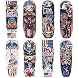 Independence Day Temporary Tattoo, 4th of July Sleeve Tattoo American Flag Fake Tattoos USA Flag, Memorial Day Full arm temporary tattoos, Red White and Blue Party Supplies