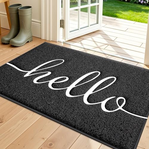 BeneathYourFeet Door Mat (30'x17.5',Black), Welcome Mat Low...