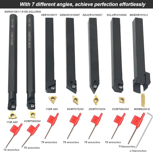 Lathe Turning Tool Set 10mm Shank 7pcs Lathe Turning Tools Boring Bar Holder Carbide Turning Tool Metal Lathe Tools Holder for Metal Turning Grooving Threading with 7Pcs Carbide Inserts 5 Lathe Turning Tool Set 10mm Shank 7pcs Lathe Turning Tools Boring Bar Holder Carbide Turning Tool Metal Lathe Tools Holder for Metal Turning Grooving Threading with 7Pcs Carbide Inserts - Image 5