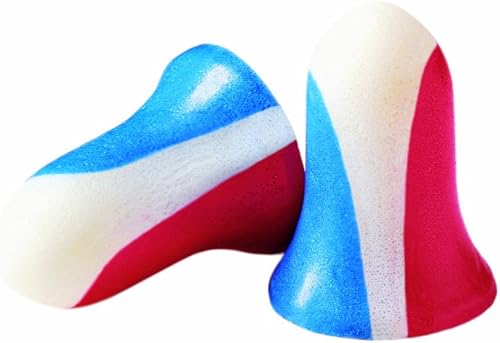 Howard Leight by Honeywell Super Leight USA Tapones desechables de espuma para disparos, 100 pares (R-03113), rojoblancoazul