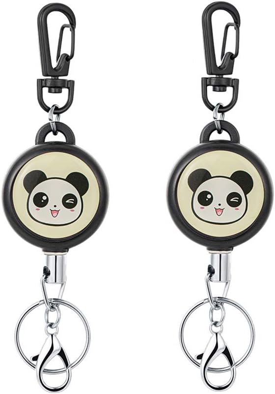 【2020 Newest】HASFINE Retractable Keychain Badge Holder Carabiner, Cute Retractable Badge Reel Clip with Key Chain Stainless Hook