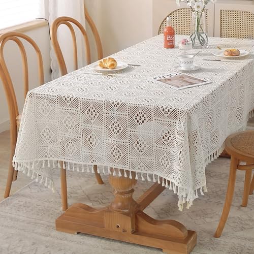 Nappe rectangulaire tissé creux avec glands en polyester coton Daesar - 3